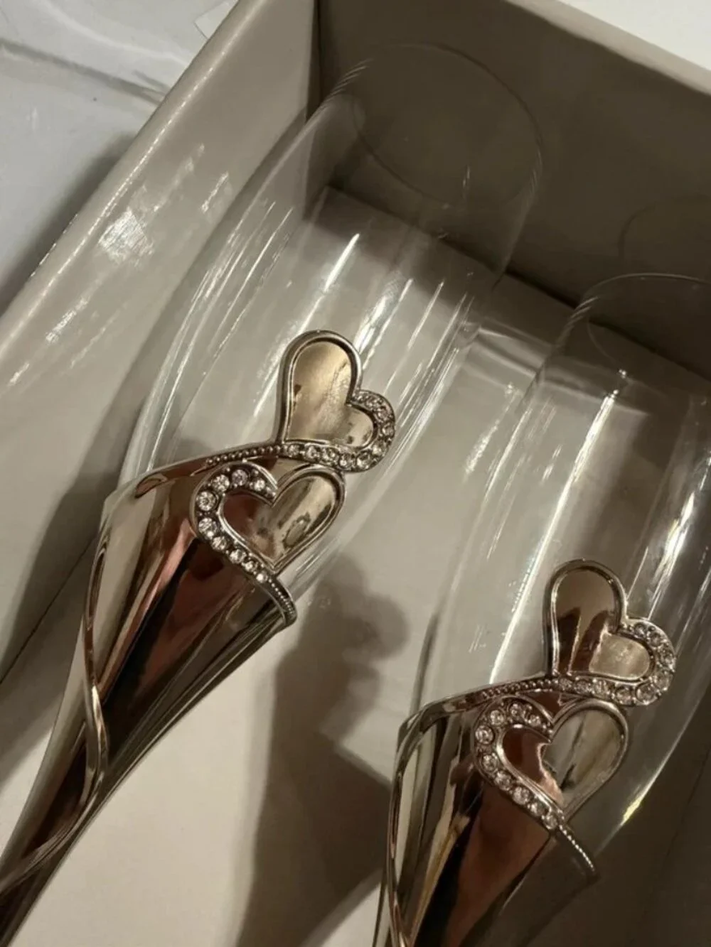 His & Hers polished silver